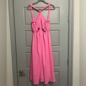 Pink Midi Cutout Dress